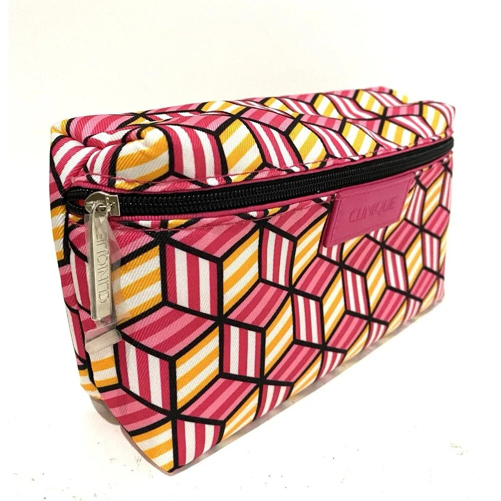 Clinique Pink Makeup Bag Cosmetic Pouch Travel Organizer Beauty Items Case